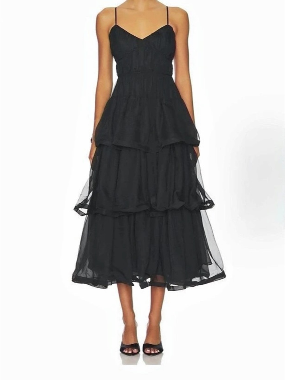 ASTR The Label Black Tiered Themis Maxi Dress Like New